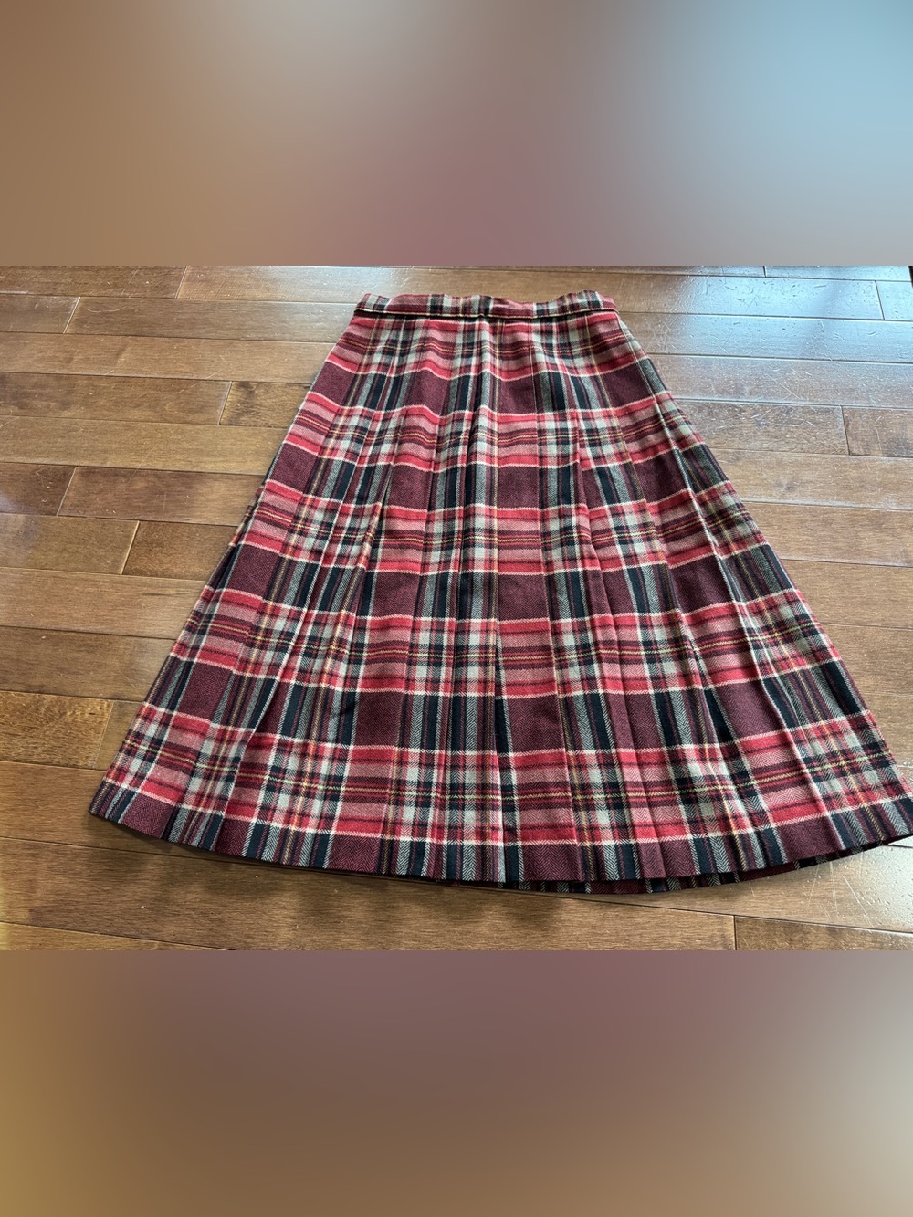 VTG Pitlochry Wool Women’s  Preppy Pleated Plaid Midi Skirt Size 14
